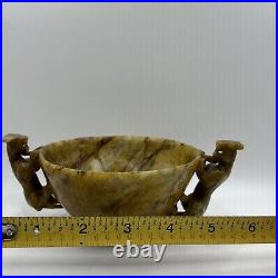 Rare Jade Dragon Handled libation Cup Qing Dynasty 1644-1912 OOAK