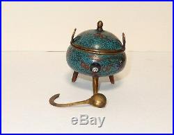 Rare Old Chinese Dragon Designed Cloisonne Enamel Opium Censor Snuff Box