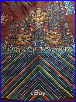 Rare'Rare Antique Chinese Dragon Unstitch Robe Embroidered Silk Mint Condition