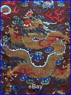 Rare'Rare Antique Chinese Dragon Unstitch Robe Embroidered Silk Mint Condition