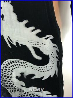 Rare Vtg Alexander McQueen SS1997 Sheer Chinese Dragon Velvet Dress Sz 42 S/M