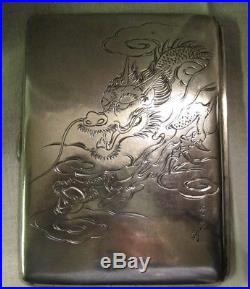 Really Nice Chinese Cigarette Case with Dragon Sterling Silver Antique