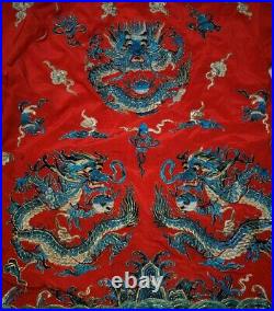 Red Chinese Qing Dynasty Emperors Formal Dress Embroidery Dragon Dragon Robe
