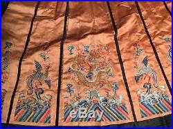 Royal Antique Chinese Silk Forbidden Stitch Embroidery Skirt-Dragon &Phoenix