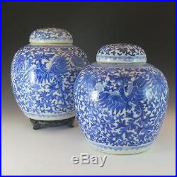 STUNNING PAIR OF ANTIQUE CHINESE PORCELAIN BLUE AND WHITE GINGER JARS With DRAGONS