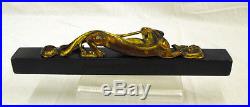 STUNNING RARE ANTIQUE CHINESE FOOCHOW FUZHOU GILDED LACQUER DRAGON SCROLL WEIGHT