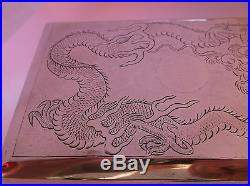 SUPERB ANTIQUE CHINESE SOLID SILVER BOX DRAGON DECORATION TACK HING MAKER