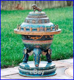 SUPERB! Large Antique Chinese Bronze Cloisonne Vase Censer Lion Dragon Immortals