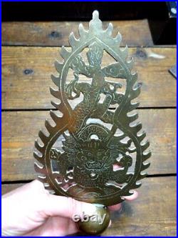 Sino Tibetan Bronze Brass 19th Century Chinese Standard or Finial with Dragon