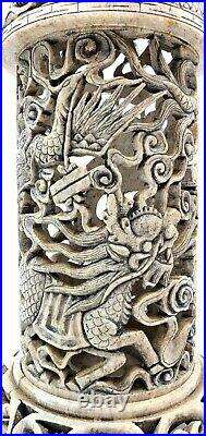 Stunning Antique Chinese carved stone dragon incense burner