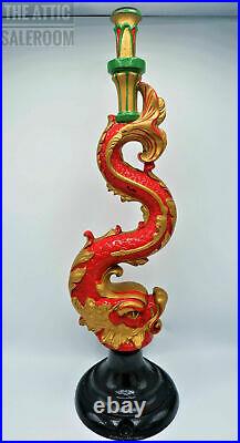 Stunning Antique Heavy Cast Iron Chinese Dragon Table Lamp by Roger Pradier