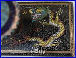 Superb 19th Century Chinese Black Cloisonne Enamel Dragon Ink Blotter