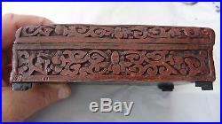 Superb Antique Chinese Carved Dragon Cinnabar Lacquer Box