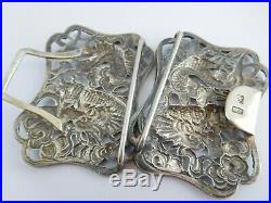 Superb Early 19th Century Chinese Solid Silver Dragon Belt Buckle Canton