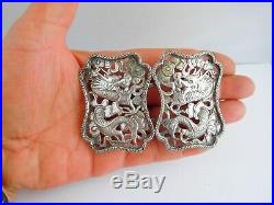Superb Early 19th Century Chinese Solid Silver Dragon Belt Buckle Canton