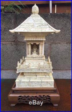 Superb Large Antique Japanese/ Chinese Okimono Dragon Buddha Temple Wooden Stand