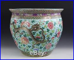 The Best Monumental Antique Chinese Enameled Planter Jardinere W Dragons + Lotus