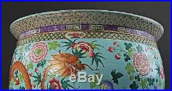 The Best Monumental Antique Chinese Enameled Planter Jardinere W Dragons + Lotus