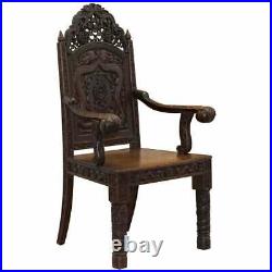 The Queens Own Royal 5th Battalion India Carved Chinese Export Dragon Armchair