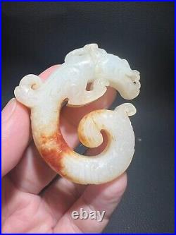 Two 2.18-inch Chinese antique jade dragons