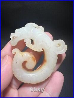 Two 2.18-inch Chinese antique jade dragons