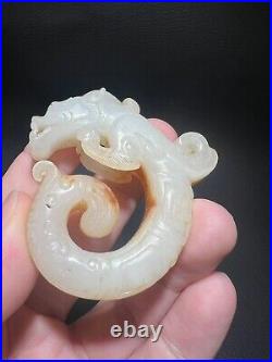 Two 2.18-inch Chinese antique jade dragons