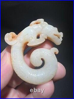 Two 2.18-inch Chinese antique jade dragons