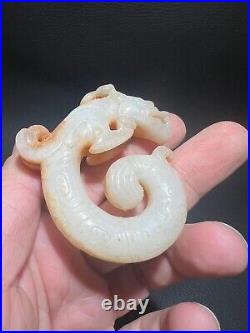 Two 2.18-inch Chinese antique jade dragons