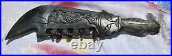 Two Dragon Yazi Head Nephrite Knife-Sword with 5 Scabbard Rings Ceremonial Chinese