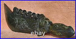 Two Dragon Yazi Head Nephrite Knife-Sword with 5 Scabbard Rings Ceremonial Chinese