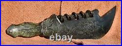 Two Dragon Yazi Head Nephrite Knife-Sword with 5 Scabbard Rings Ceremonial Chinese