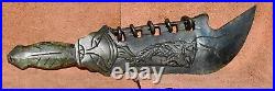 Two Dragon Yazi Head Nephrite Knife-Sword with 5 Scabbard Rings Ceremonial Chinese