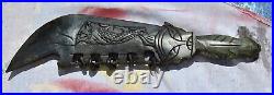 Two Dragon Yazi Head Nephrite Knife-Sword with 5 Scabbard Rings Ceremonial Chinese