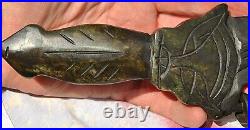 Two Dragon Yazi Head Nephrite Knife-Sword with 5 Scabbard Rings Ceremonial Chinese