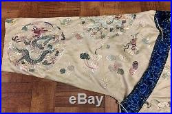 Unique Antique Late Qing Dynasty Chinese Silk Brocade 13 Dragon Court Robe