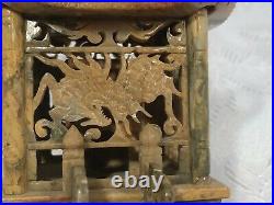 Unique Vintage Chinese Hand Carved Soapstone Buddha House with Dragons