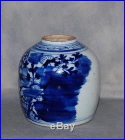 Unusual Antique Chinese Blue White Porcelain Ginger Jar Flowers Landscape Dragon