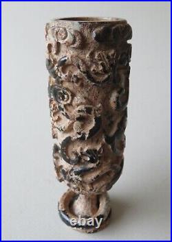 Unusual Old Chinese Jasper Hardstone Carved Dragon Vase Loose Ring - Republic