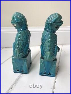 VINTAGE Pair 10 Inch Oriental Feng Shui Temple Lion Foo Dogs Dragons Excellent