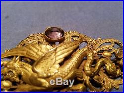 Very Beautiful Chinese Gilt Bronze Dragon Brooch Pin