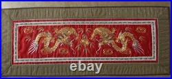 Very Fine Antique Chinese Silk Gold & Silver Thread Dragon Panel Embroidery