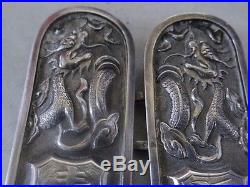 Very Fine Quality Antique Chinese Export Silver Dragon Belt Buckle by Kwan Wo
