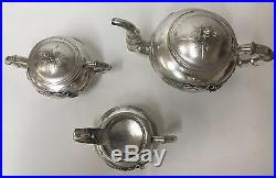 Very Fine TS & Co ANTIQUE CHINESE EXPORT SILVER PLATE TEA SERVICE SET with Dragons