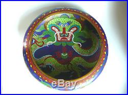 Very Large Antique Chinese Cloisonne Dragon & Pearl Bowl, signed. Ref. 9152