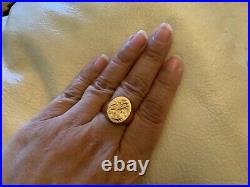 Vintage 18K Gold Mens Dragon Signet Ring Chinese Zodiac Year of The Dragon
