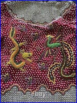 Vintage 1960's Dragon Jacket Beaded With Pearls And Rhinestones