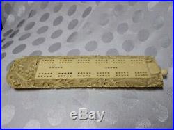 Vintage Antique Chinese Carved Dragon Cribbage Board