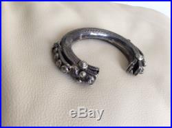 Vintage Antique Chinese Carved Dragon Sterling Silver Cuff Bracelet Collectable