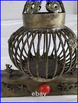 Vintage-Antique Chinese Cricket Cage Dragons Buddha 2 Appraisals $300 c1900-1940