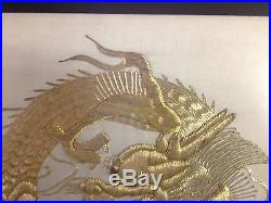 Vintage Antique Chinese or Japanese Silk Textile with Gold Dragon Decoration